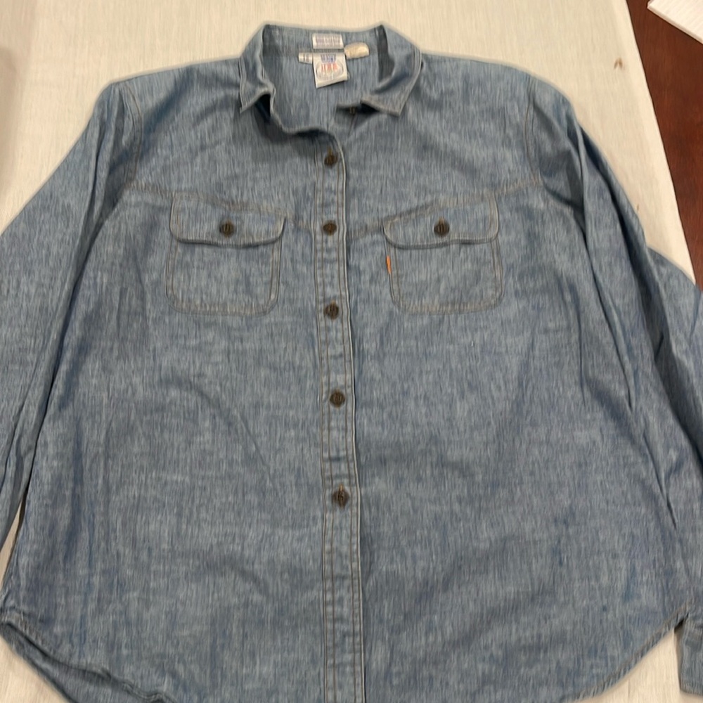 1506109 1980 VTG LEVI'S ORANGE TAB DENIM BUTTON UP SHIRT MEN'S SIZE LARGE RARE!!